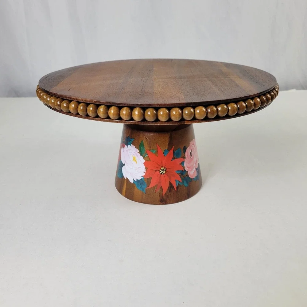 The‎ Pioneer Woman Wishful Winter Beaded Acacia Wood Cake Stand